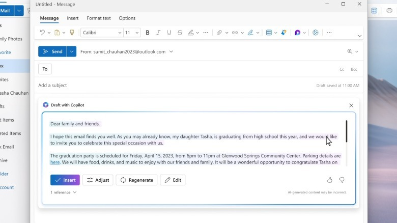 Figure 1: Copilot in Outlook New